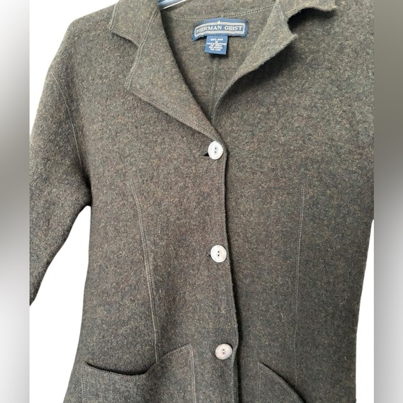 🌟 Herman Geist 100% Wool 
Sweater Cardigan Gray Sz M cottage top jacket - Picture 5 of 8